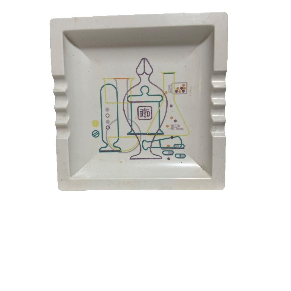 Vintage RD Pharmacy Ashtray Rx Collectible Pharmacist Or Technician Or Smoker